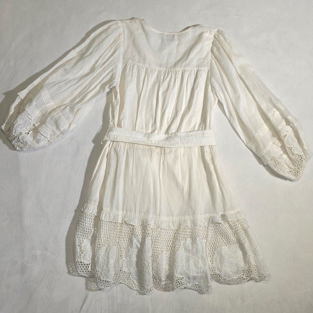 Cleobella White Eyelet Lace Wrap Mini Dress Boho Luxury Organic Summer Small - Picture 5 of 10